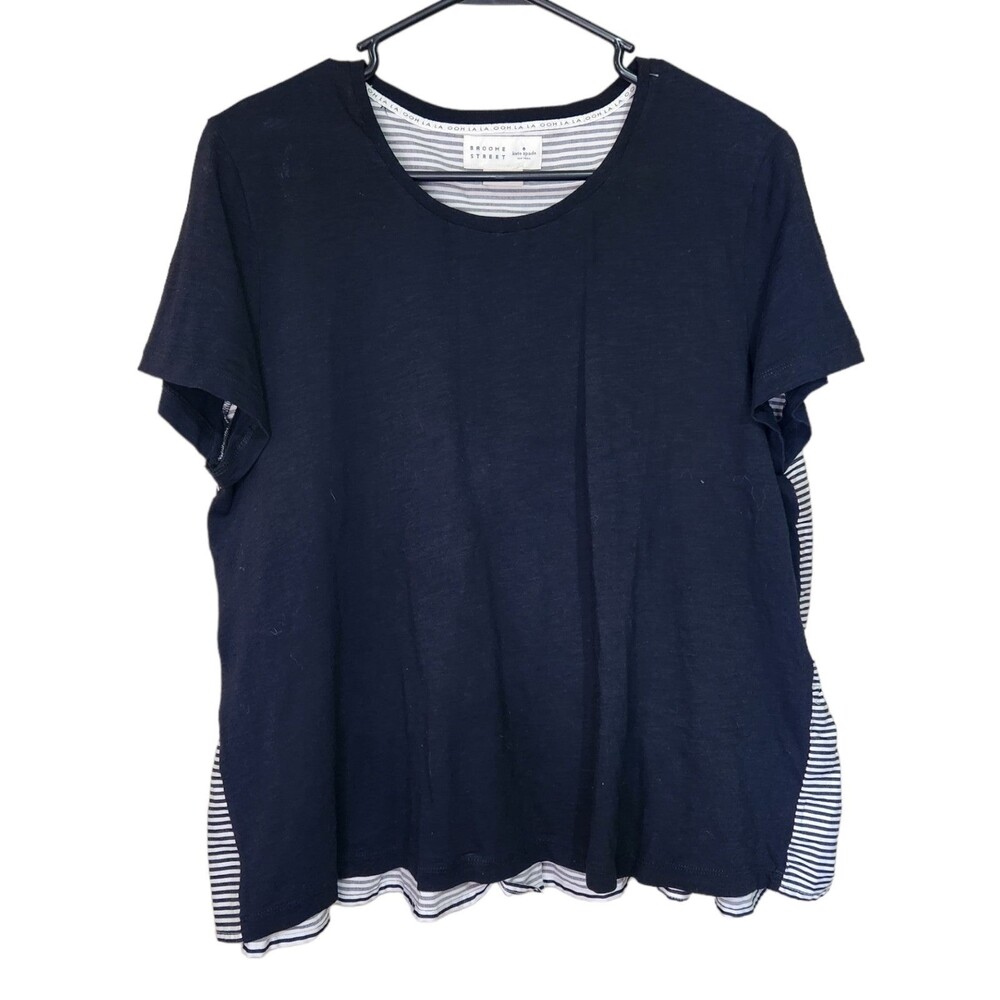 Broom Street x Kate Spade Black and White Peplum Back Top Size XL